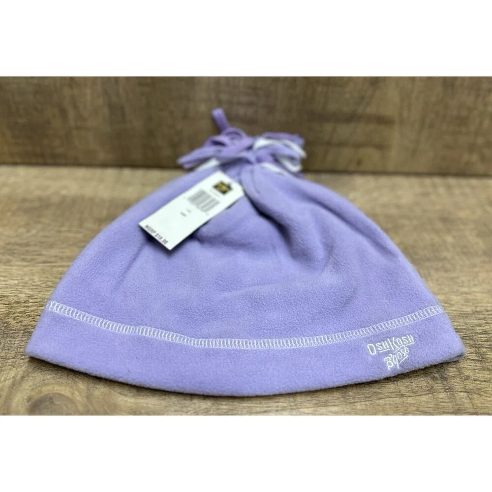 OshKosh B'gosh girls youth size 7 to 16 purple fleece winter hat with pompom